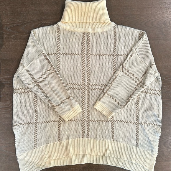 Turtleneck Plaid Sweater - Picture 1 of 4